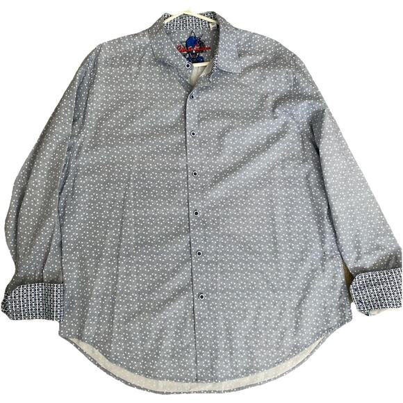 Robert Graham Amberley Geometric Button Up Navy Blue Long Sleeve Cotton XL - Picture 1 of 6